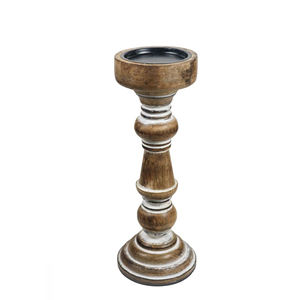 Candelabro de Madera Antiguo, Portavelas de Madera Retro Estilo Shabby Chic para Repisa, Sala de Estar, Decoración Boho - Product Image 1