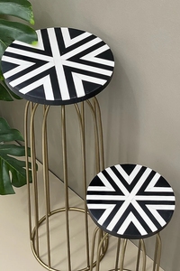 Elegante juego de mesa de metal con tapa de mármol para el hogar, hotel, sala de estar, mesa auxiliar, mesas de color dorado y negro, muebles laterales modernos - Product Image 3