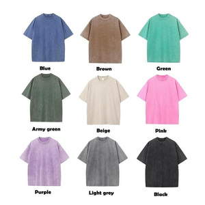 T-shirt en coton polyester brodé coupe classique, délavé à l'acide, logo personnalisé, streetwear décontracté, vente en gros - Product Image 3