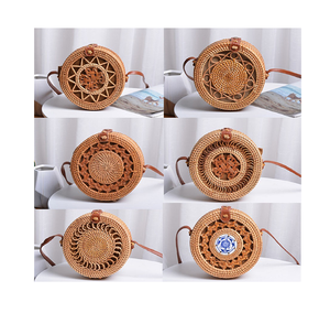 กระเป๋าหวายทำมือสำหรับผู้หญิง,กระเป๋า Ratan ชายหาดฤดูร้อนพร้อมพู่สานโบฮีเมียน - Product Image 5