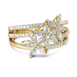 Jeulia Diamond Flower Marquise Cluster <b>Ring</b> Rhodium Plated Sterling <b>Silver</b> <b>Statement</b> <b>Ring</b> - Product Image 2