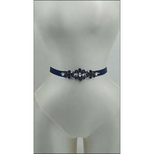 Cinturón de Novia Bridella BS45ML Azul Marino con Detalle de Pedrería, Ajustable para Bodas, Bailes de Graduación y Eventos Formales - Product Image 3