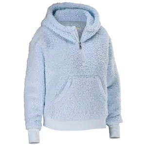 Toptan Sherpa polar yarım fermuar ekip boyun Hoodie tişörtü Mens için özelleştirilmiş 2023 sıcak yeni tasarım kazak Hoody erkekler için