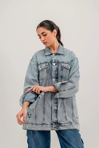 High Quality Custom Logo Long Sleeve Denim <b>Jacket</b> for Women Breathable Casual Winter Wear 100% Cotton Reversible - Product Image 6