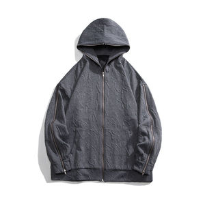 เสื้อฮู้ด2025ดีที่สุดสำหรับผู้ชายเสื้อฮู้ดลายนูนมีหลายซิปดีไซน์แบบกำหนดเอง3D - Product Image 6