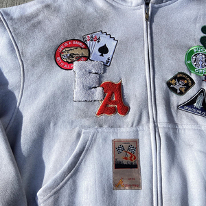 Sweat à capuche vintage lavé en coton mélangé personnalisé à double fermeture éclair pour hommes, sweat à capuche avec broderie et appliques à fermeture éclair bidirectionnelle - Product Image 4