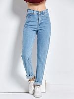 Jeans de mezclilla de algodón y elastano para mujer, de cintura media, corte bajo, hasta el tobillo, con diseño 3D lindo y sexy, estilo urbano, ecológicos, lavables y de secado rápido.