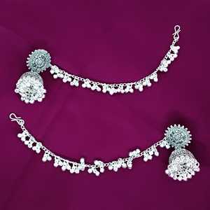 Mayorista de joyería de cadena de oreja india, Pendientes colgantes de cristal oxidado para novia Jhumki, conjunto de joyería de fabricante indio para mujer - Product Image 2