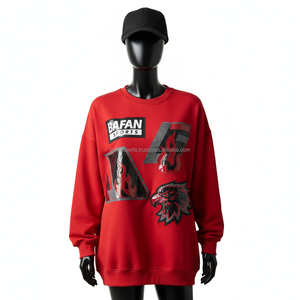 Sudadera Extra Grande para Mujer, Felpa Gruesa de 320 GSM, Tela Suave, Color Rojo, con Logotipo Personalizado por Transferencia de Calor, Sudaderas Transpirables para Mujer - Product Image 1