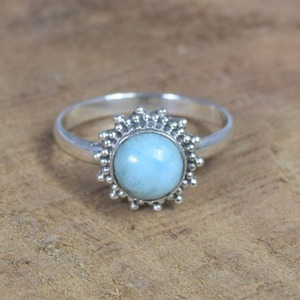 925 Sterling Silver Larimar Gemstone Ring Jewelry Handmade Silver Boho Style Ring Jewelry For Women Wedding Gift For <b>Wife</b> - Product Image 2