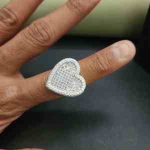 Anillo de Moda DOPE JEWELLS DLR-0086 con Diseño de Corazón, Estilo Hip Hop, con Moissanita Baguette, Acero Inoxidable, Certificado IGI, Personalizable - Product Image 5