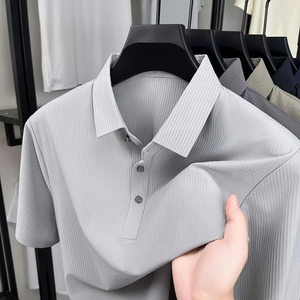 Camiseta de manga corta sin costuras de primera calidad para hombre-POLO de mezcla de LICRA de alta calidad, ultrasuave y transpirable, camiseta informal ajustada - Product Image 4