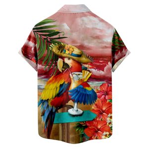 เสื้อโบว์ลิ่งมีกระดุมแขนสั้นของผู้ชายมีสไตล์ผ้าฝ้ายพิมพ์ลายเองด้วยผ้าถักชุดชายหาดและโบว์ลิ่งลำลอง - Product Image 6