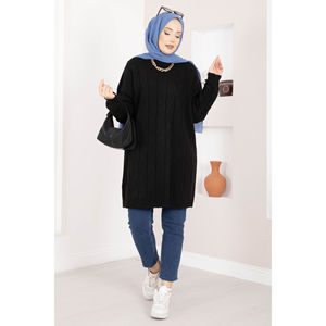 เสื้อคลุมไหมพรมลายบาคลาวาสีดำสไตล์ลำลองสำหรับฤดูใบไม้ร่วง - Product Image 1