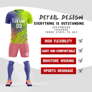 ชุดฟุตบอลแบบสั่งทำขายส่ง ระบายอากาศ แห้งเร็ว เสื้อและกางเกงขาสั้น ชุดยูนิฟอร์มฟุตบอลชาย รับผลิตแบบ OEM ODM - Product Image 5