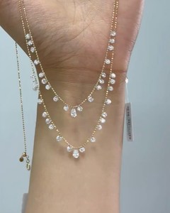 Collier rond et poire de 16 pouces en diamant flottant collier de diamants de laboratoire en or jaune bijoux de haute qualité design personnalisé disponible - Product Image 4