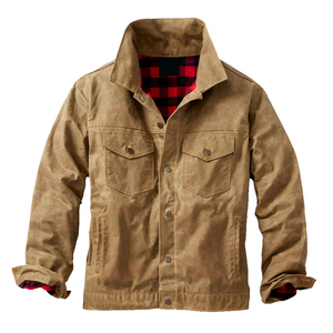 Veste en toile unisexe légère pour l'hiver, vêtement d'extérieur décontracté, coupe régulière, bouton en corne, manteau sur mesure, taille personnalisée, respirant à l'avant - Product Image 1
