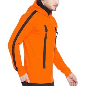 2025เสื้อฮู้ดสวมหัวของผู้ชายสีดำและส้มออกแบบได้ตามต้องการดีไซน์แฟชั่นใหม่ - Product Image 4