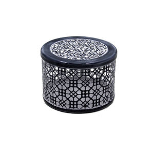 Meilleure vente Boîte décorative de mariage Boîte de forme ronde en métal nickelé noir pour boîte de rangement décorative de table en vrac personnalisée - Product Image 1