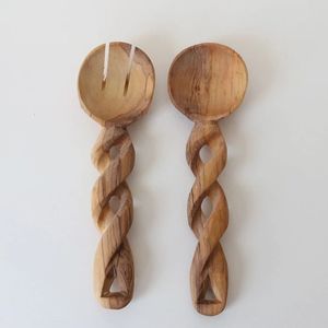 Juego de Servicio de Ensaladas para Bodas, 2 Piezas, con Servidor de Ensaladas de Madera Personalizado de la Mejor Calidad, Color Natural, Vajilla Apta para Alimentos - Product Image 5