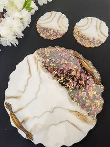 Bandeja de servicio de epoxi de resina hecha a mano, elementos esenciales de cocina únicos para el hogar, restaurante, Hotel, servicio decorativo Tra - Product Image 3