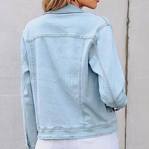 Veste en jean de haute qualité personnalisée pour la saison d'hiver des femmes respirante longue longueur avec logo techniques teintes unies traitées - Product Image 4