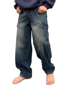 Basic Blue Core Baggy Cargo <b>Jeans</b> Waterproof 100% Cotton <b>Elastic</b> <b>Waist</b> - Product Image 5