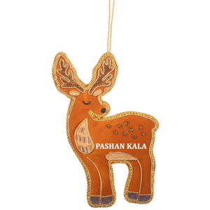 ที่แขวนรูปต้นคริสต์มาส zari สีทองใหม่วัสดุผ้าที่มีงานลูกปัดใช้สำหรับตกแต่งบ้านและเทศกาล - Product Image 1