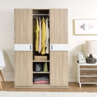 Armoire de chambre contemporaine en panneaux de bois, grand rangement, finition stratifiée en papier (Panneaux de particules/MDF), pour usage domestique et hôtelier