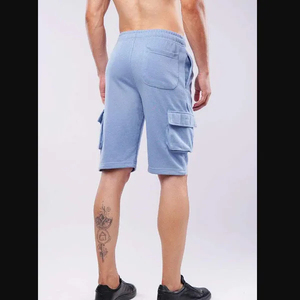Shorts de bain décontractés pour hommes de haute qualité, 100 % coton, avec logo sur le devant, poches, taille mi-haute élastique, respirants, personnalisables - Product Image 2