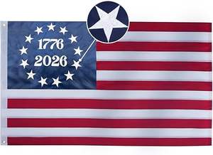 Drapeau américain Betsy Ross 1776-2026, 3x5 pieds, en polyester, pour l'anniversaire du 250e anniversaire, robuste, pour extérieur, brodé, 13 étoiles - Product Image 2