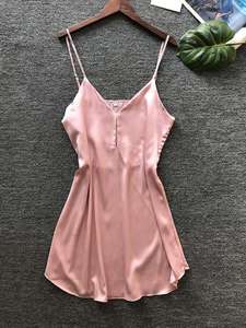 Camisón de satén de encaje Floral de talla grande para mujer, camisón térmico de verano con cuello de muesca y cierre de botones, cintura elástica, venta al por mayor - Product Image 4
