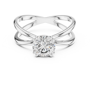 Bague de fiançailles de luxe en moissanite taille ronde, en alliage d'or rose 14K, avec bande croisée, solitaire, bijoux en argent sterling, fabricant - Product Image 4