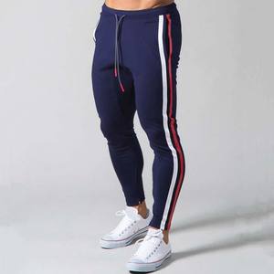 Navy Blue Lightweight Men's Canvas Pants <b>Trousers</b> Breathable OEM Custom Made <b>Elastic</b> <b>Waist</b> Autumn Striped High Street Quick Dry - Product Image 1