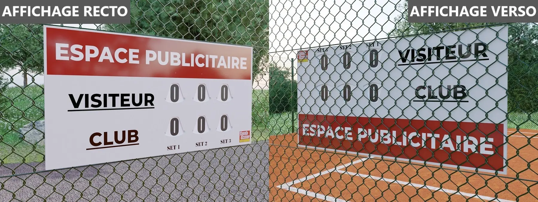 Placa de placar manual grande dupla face 120x60 cm para tênis Padel Handball Inperdível para todos os climas ao ar livre ou interno