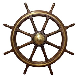 Dernière arrivée nautique bois bateau roue maison décoration intérieure articles meilleure qualité Titanic thème laiton bateau roue mur articles - Product Image 1