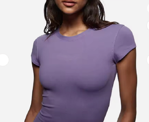 Fashion Women Soft Active-wear Crew Neck <b>Crop</b> <b>Top</b> Shirt Fitness Slim Fit Short Sleeve Compression Sexy Gym <b>Crop</b> <b>Top</b> - Product Image 1