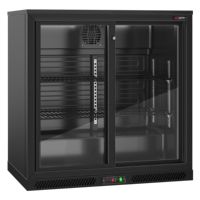 Réfrigérateur de bar commercial - 900 mm - 220 L - avec 2 portes coulissantes en verre - Noir