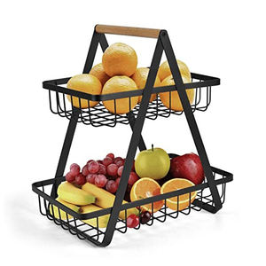 Panier à fruits en fer à 2 niveaux en métal Rangement de table élégant pour fruits et légumes pour garder les produits frais et facilement accessibles - Product Image 2