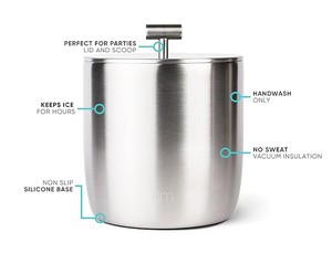 Premium Stainless Steel <b>Ice</b> <b>Bucket</b> <b>with</b> <b>Lid</b> and Scoop Brushed Finish Insulated Design for Elegant Home Bar Entertaining - Product Image 2