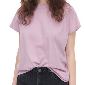 Camiseta de gran tamaño de alta calidad 100% algodón para mujer, camiseta con logotipo de impresión personalizado de talla grande, estilo informal de ocio, botón en blanco Simple - Product Image 5