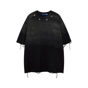 T-shirt imprimé de rue surdimensionné pour hommes personnalisé de haute qualité 100% coton en détresse imprimé numérique long décontracté haut ample à col rond - Product Image 3