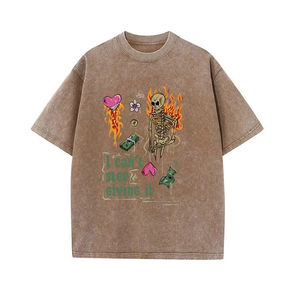 T-shirt personnalisé lourd lavé à l'acide 100% coton T-shirt vierge surdimensionné à séchage rapide pour hommes - Product Image 1