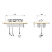 Emuca Atom 26 Multiconnector Modèle 5039914 Prises Schuko 1 USB-A 1 USB-C 1 RJ45 1 HDMI 225x111mm Supports d'étagère Espagne