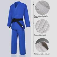 SINEWY SPORTS Kimono de BJJ Unisex para Adultos, 100% Algodón, 160g, Transpirable, Blanco y Azul, Ajuste Personalizado, Logotipo Frontal, Teñido Liso, En Stock