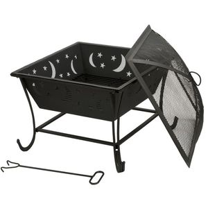 Iron fire pit with <b>mesh</b> lid ensuring safety for children and pets during outdoor evening family <b>garden</b> gatherings - Product Image 2