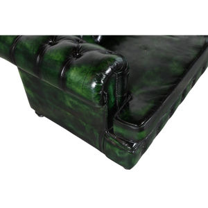 Canapé Chesterfield en cuir vert vintage avec cadre en bois recyclé - Product Image 2