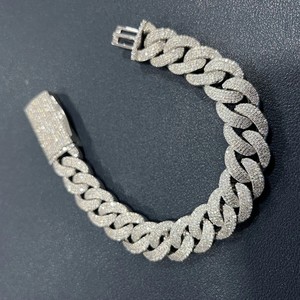 Luxury 925 <b>Sterling</b> <b>Silver</b> Hip Hop Chain VVS Moissanite Diamond Personalized Fine Jewelry Diamond Cuban Link <b>Bracelet</b> for <b>Men</b> - Product Image 3