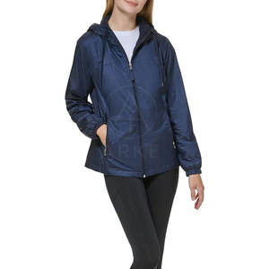 Chaqueta cortavientos de talla grande con cuello levantado para mujer con logotipo personalizado, transpirable, impermeable, para exteriores, de procesamiento de punto para la temporada de invierno - Product Image 5