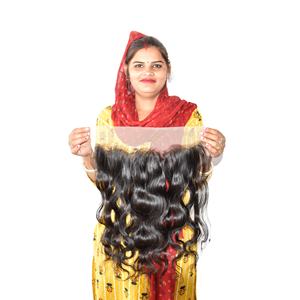 100% Extensions de cheveux frontales indiennes brutes de qualité bon marché 13*4 cuticule ondulée alignée aucune exportation de vente de traitement chimique - Product Image 1